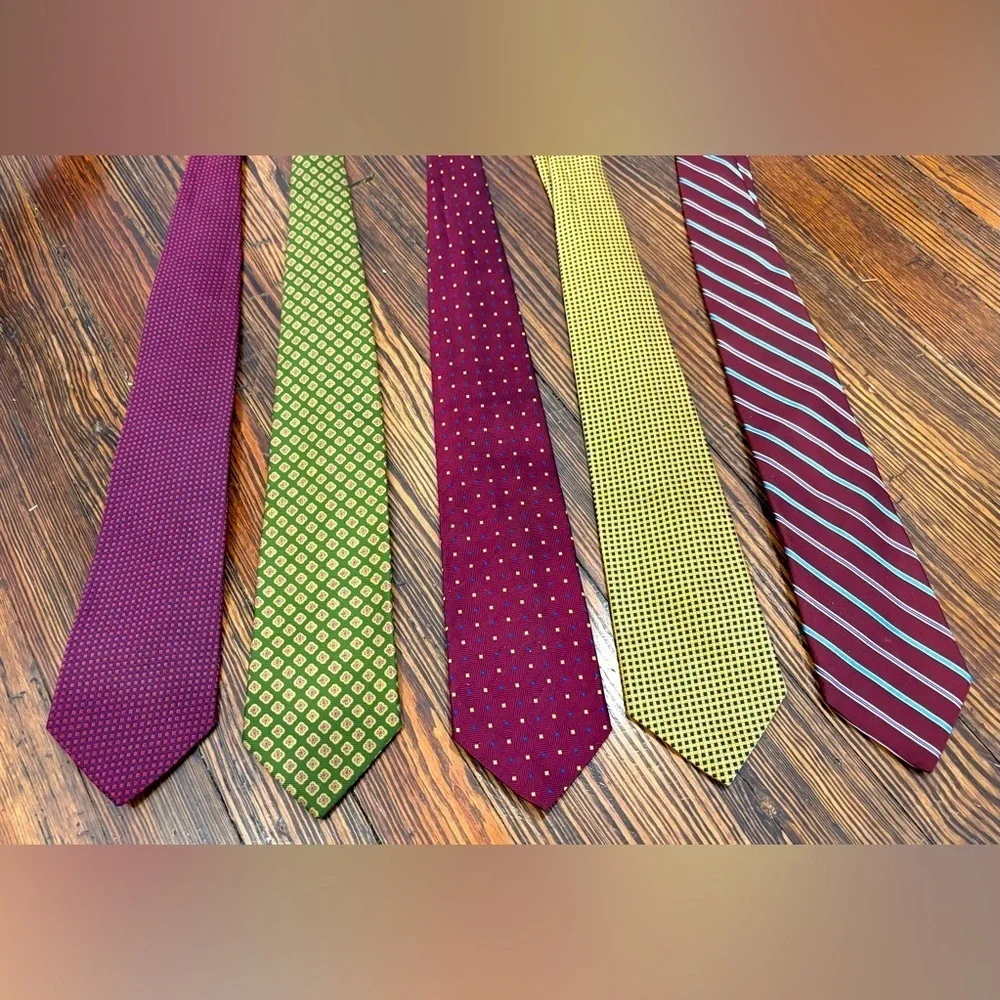 Brooks Brothers Makers 5 Geometric Men’s Neck Ties England Italian Silk